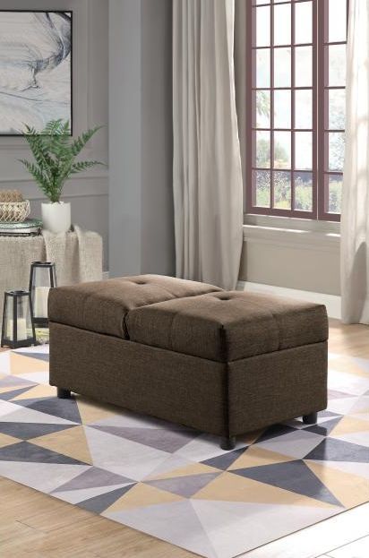 Mazin Furniture Denby Brown Fabric Storage Ottoman/Chair 2