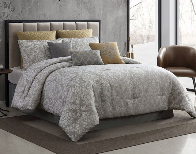 Lisbon Gray 9-Pc Queen Bedding Set | Lacks Furniture | Brownsville ...