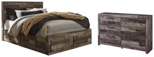 Benchcraft® Derekson 4-Piece Multi Gray Queen Panel Storage Bed Bedroom Set