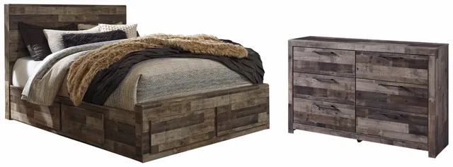 Benchcraft® Derekson 4-Piece Multi Gray Queen Panel Storage Bed Bedroom Set-0