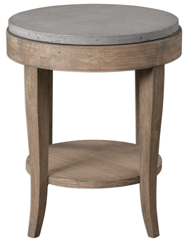 Uttermost® Deka Gray Side Table with Natural Brown Base-0
