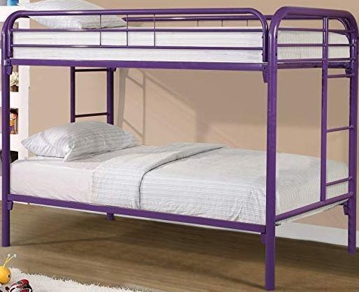 Donco Trading Company Purple Twin/Twin Metal Bunk Bed-0