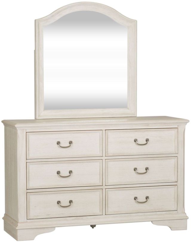 Liberty Furniture Bayside Heavy Wirebrushed Antique White 6 Drawer Dresser & Mirror-2