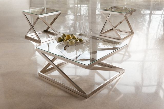 Signature Design by Ashley® Coylin Brushed Nickel Square Coffee Table-1