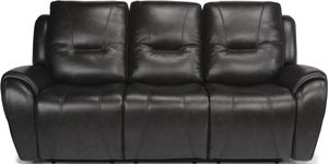 Flexsteel® Trip Black Triple Power Reclining Sofa with Power Headrests