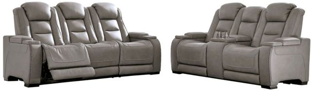 Signature Design by Ashley® The Man-Den 2-Piece Gray Living Room Set with Power Reclining Sofa-0