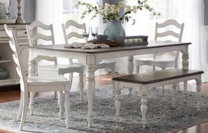 Liberty Magnolia Manor 6-Piece Antique White Dining Table Set