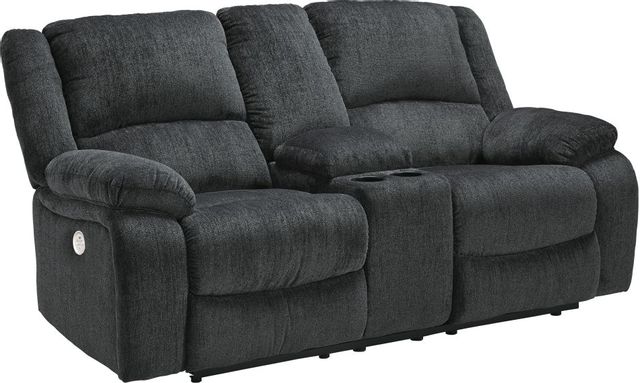 Signature Design by Ashley® Draycoll Slate Double Power Reclining Loveseat with Console 0