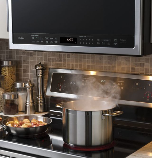 GE® Profile™ Series Over The Range Sensor Microwave Oven-Stainless Steel. Display model. Full functional warranty, no cosmetic warranty. 1