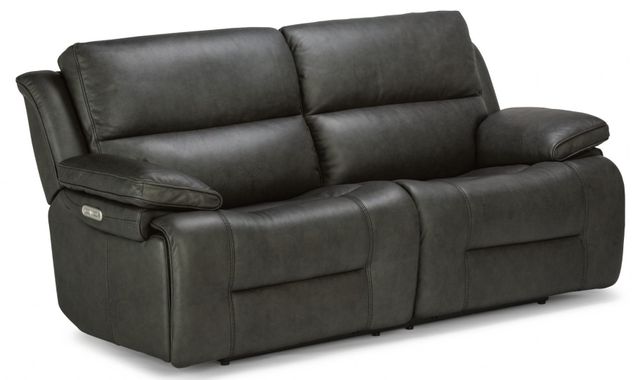 Flexsteel® Apollo Black Power Reclining Sofa with Power Headrests