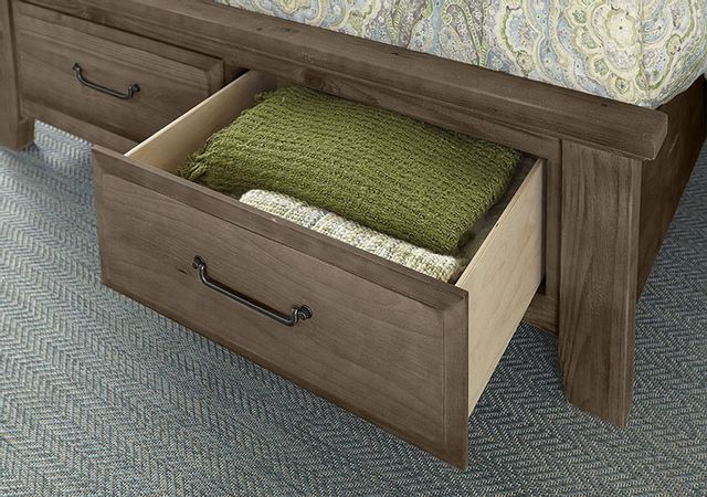 Vaughan-Bassett Sawmill Saddle Gray Queen Louver Storage Bed 3