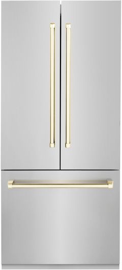 ZLINE Autograph Edition 36 In. 19.6 Cu. Ft. Stainless Steel Built In French Door Refrigerator