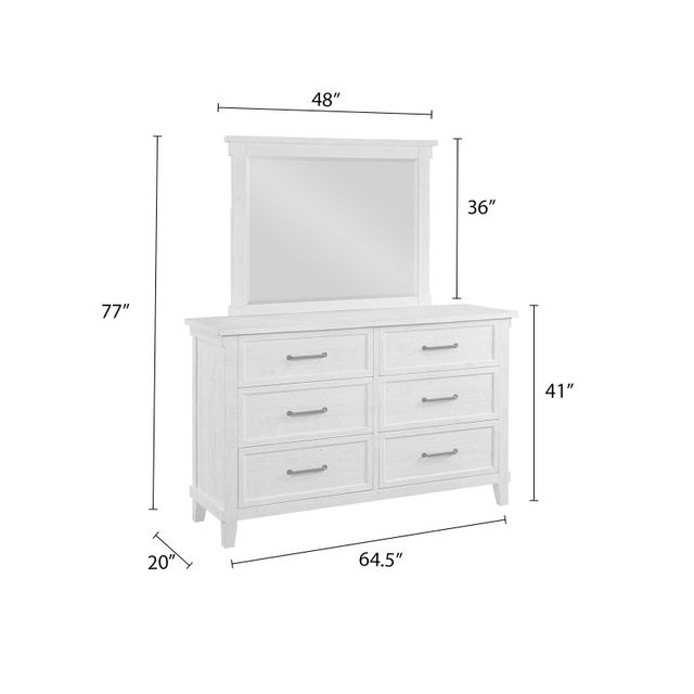 Avalon Amherst White Six Drawer Dresser and Mirror-1