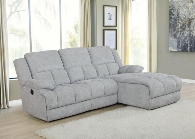 Coaster® 3-Piece Light Gray Reclining Sectional with Chaise 0