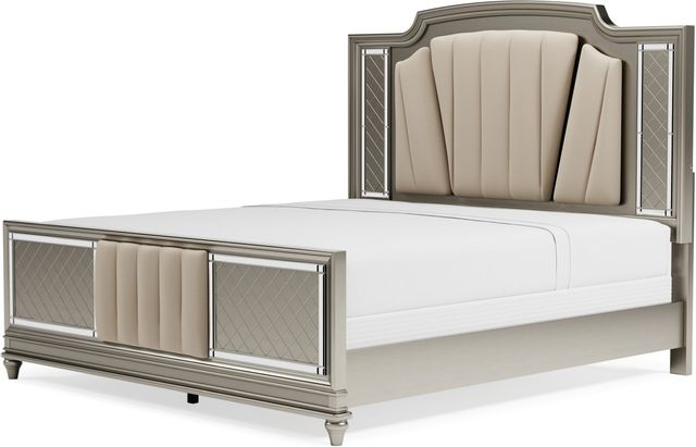 Signature Design by Ashley® Chevanna Platinum King Upholstered Panel Bed-3