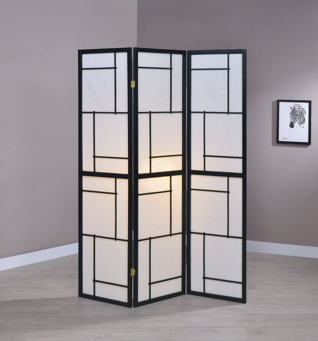 Coaster® Katerina Black/White 3-Panel Folding Floor Screen-1