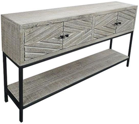 Signature Design by Ashley® Roanley Distressed White Console Sofa Table 1