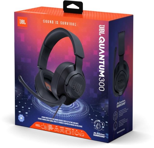 JBL Quantum 300 Black Wired Over-Ear Gaming Headphones with Mic 10