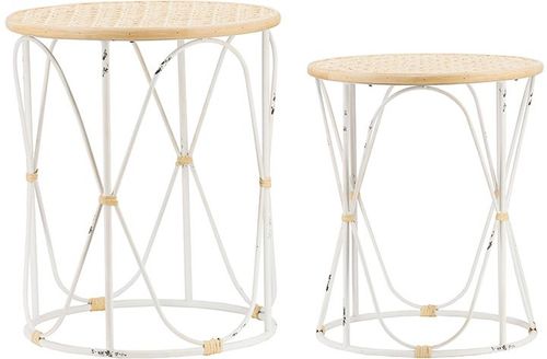A & B Home 2-Piece Beige/White Side Tables