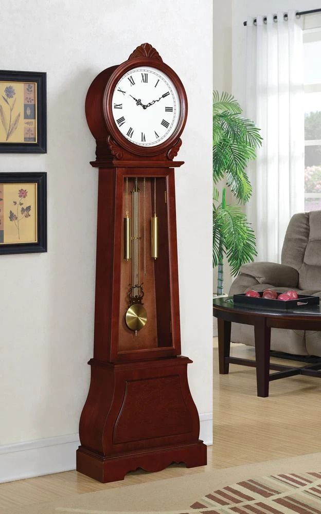Coaster® Narcissa Brown Red Grandfather Clock With Chime-3