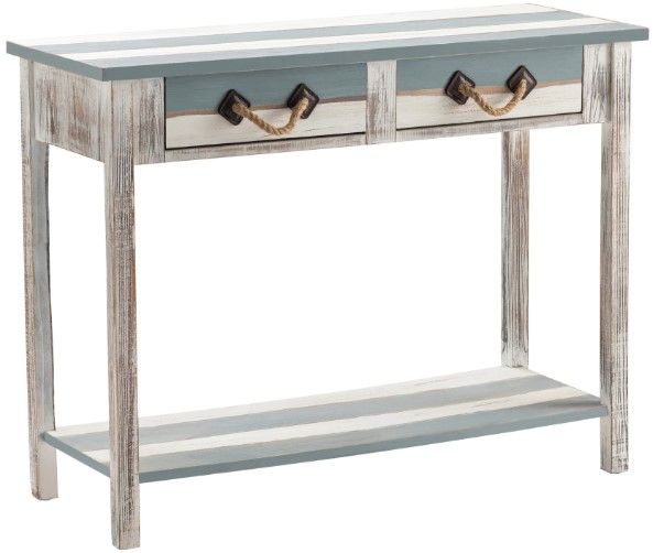 Crestview Collection Nantucket Blue/White Console Table-0