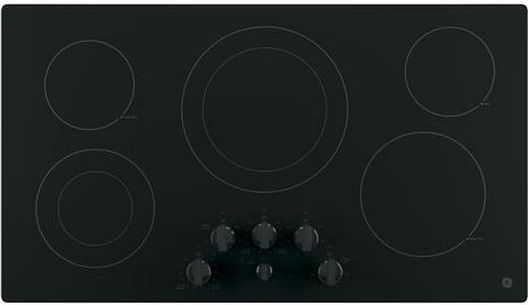 GE® 36" Stainless Steel on Black Electric Cooktop-JP3536SJSS