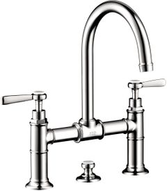 AXOR Montreux Chrome 2-Handle Faucet 220 with Lever Handles and Pop-Up Drain, 1.2 GPM