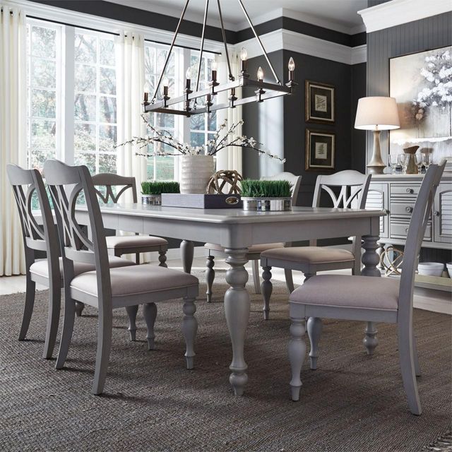 Liberty Furniture Summer House 7-Piece Dove Grey Rectangular Table Set
