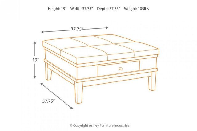 Signature Design by Ashley® Gately Medium Brown Upholstered Ottoman Lift Top Coffee Table 2