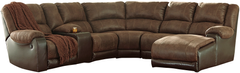 Signature Design by Ashley® Nantahala 6-Piece Coffee Reclining Sectional with Chaise