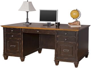 Martin Furniture Hartford Two Toned Rubbed Double Pedestal Desk