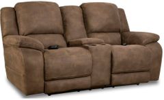 HomeStretch Espresso Power Reclining Loveseat with Console
