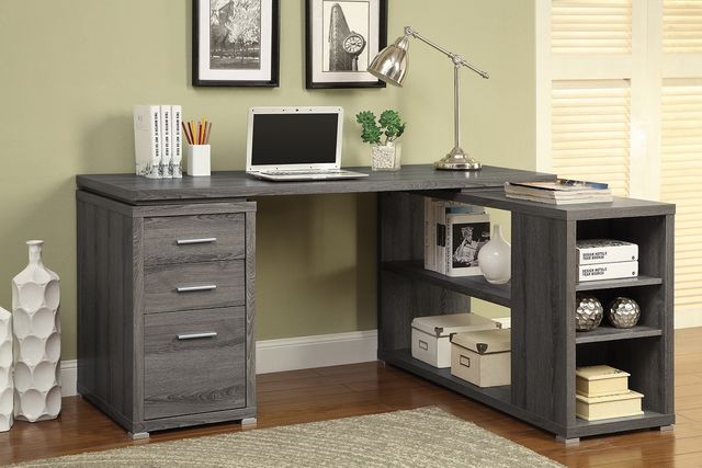 Coaster® Yvette Weathered Grey L-Shape Office Desk-3