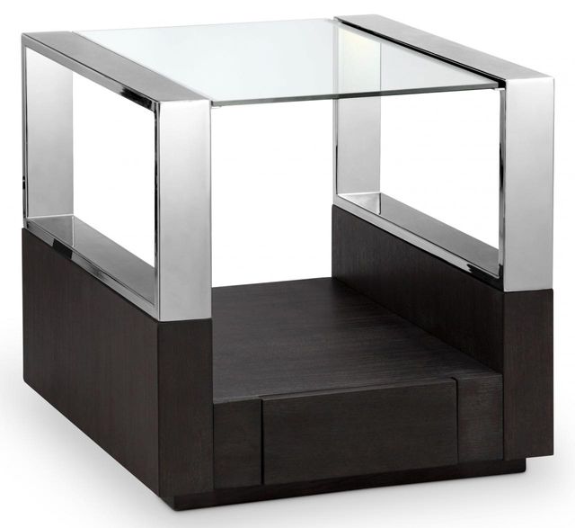 Magnussen Home® Revere Glass Top End Table with Graphite Base