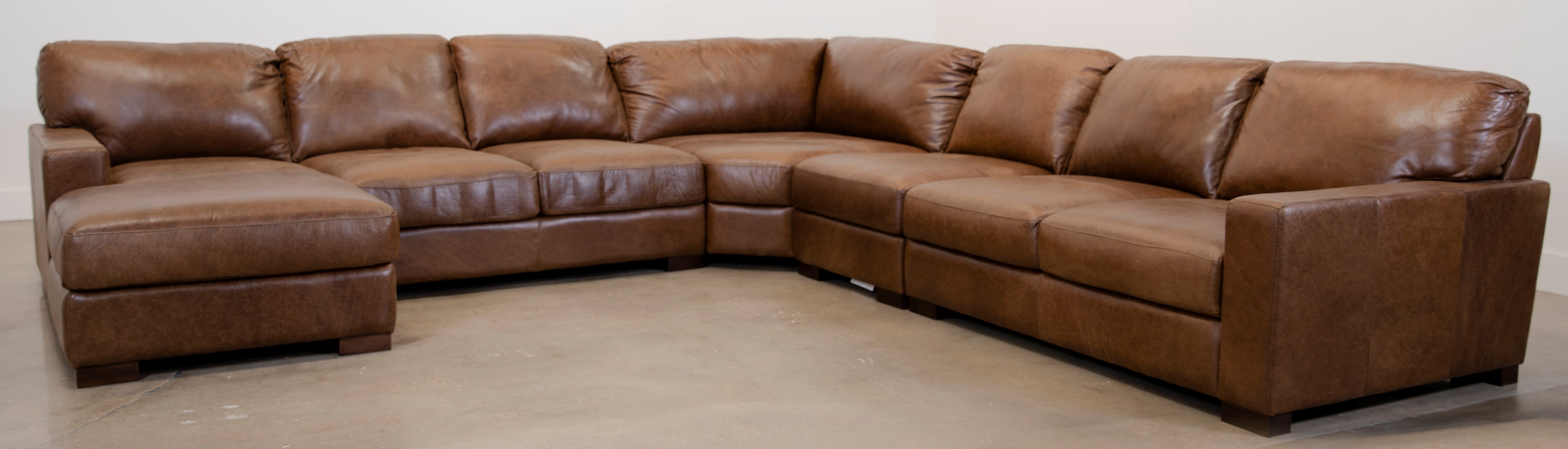 Soft Line Splendor Chestnut 5 Piece All Leather Sectional