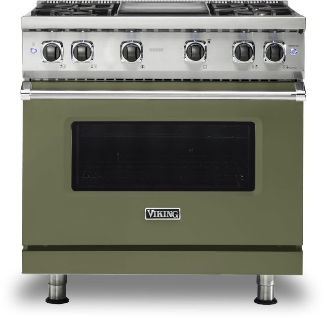 Viking® 5 Series 36" Cypress Green Pro Style Liquid Propane Gas Range with 12" Griddle