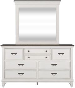 Liberty Furniture Allyson Park Wire Brushed White 8 Drawer Dresser With Crown Mirror