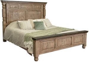 International Furniture Direct Natural Stone Sand Drift/Deep Brown Queen Panel Bed