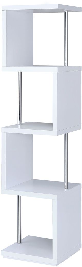 Coaster® White And Chrome 4-Shelf Bookcase