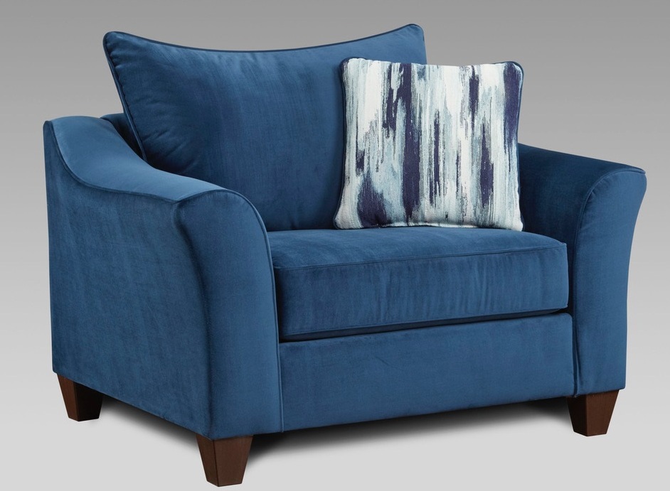 Affordable Furniture 7703 Velour Navy Chair and a Half