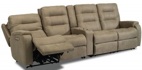 Flexsteel® Arlo Fossil Power Reclining Sectional with Power Headrests 1