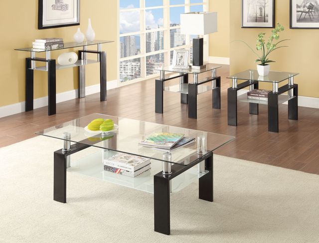 Coaster® Black Tempered Glass Sofa Table With Shelf  2