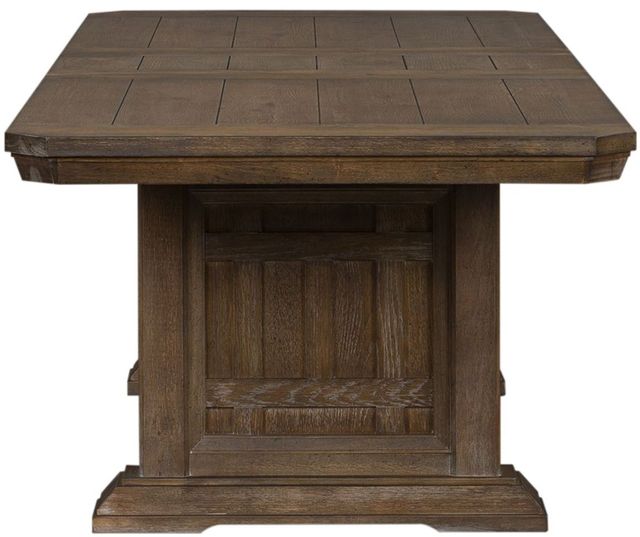 Liberty Furniture Artisan Prairie 6-Piece Aged Oak Trestle Table Set 8