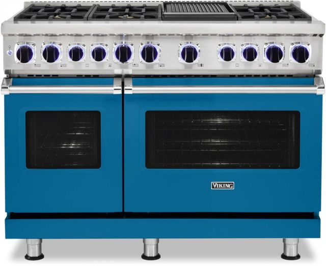 Viking® 7 Series 48" Alluvial Blue Pro Style Dual Fuel Natural Gas Range with 12" Griddle