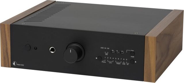 Pro-Ject DS2 Line Black Stereo Integrated Amplifier with Walnut Wooden Side Panels 0