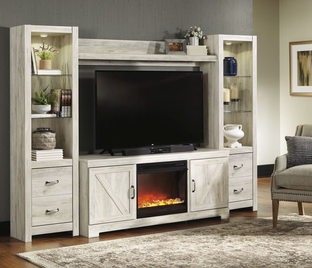 Signature Design by Ashley® Bellaby Whitewash 4-Piece Entertainment Center with Fireplace 9