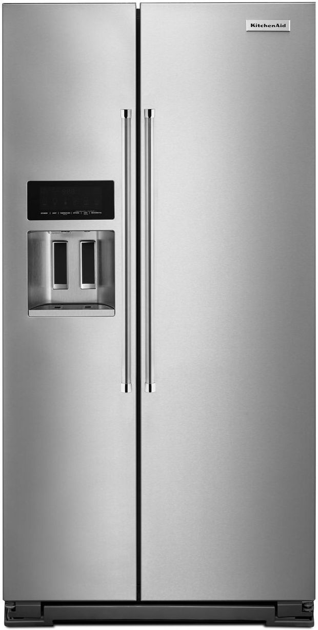 KitchenAid® 22.65 Cu. Ft. Monochromatic Stainless Steel Counter Depth Side-By-Side Refrigerator 0