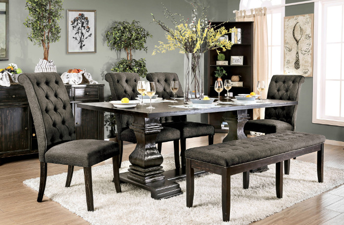 furniture of america nerissa antique black dining table