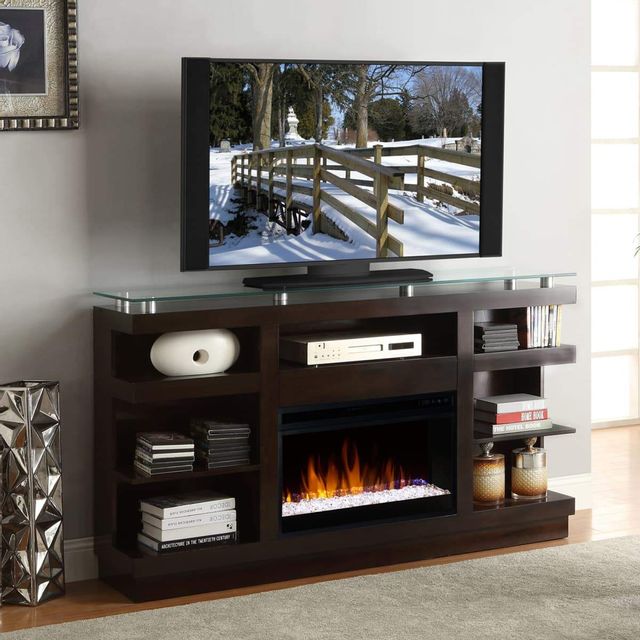 Legends Furniture Inc. Novella Dark Chocolate Fireplace Wall 1