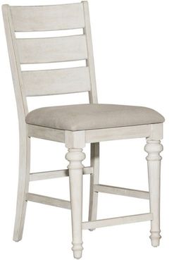 Liberty Heartland Antique White Ladder Back Counter Height Chair